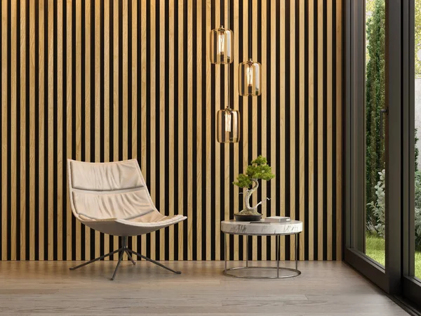 Modern oturma odası kanepe 3d render ile iç — Stok fotoğraf