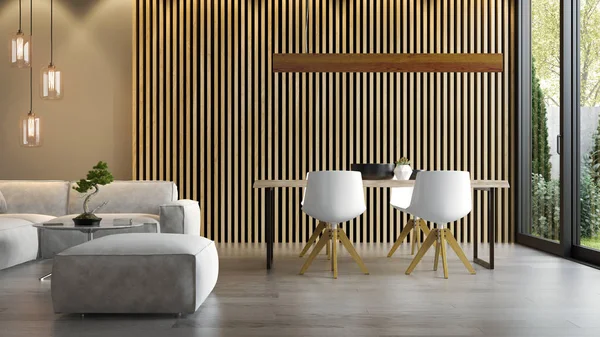 Modern oturma odası kanepe 3d render ile iç — Stok fotoğraf
