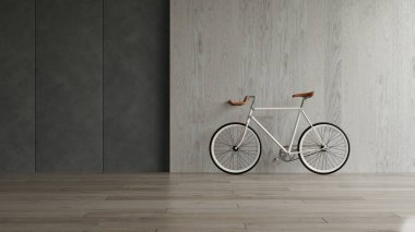 Pembe arka plan 3d illüstrasyon mavi bisiklet