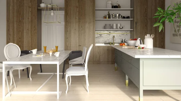 Interior ruang makan modern 3d rendering — Stok Foto