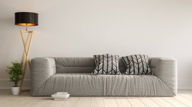 Modern oturma odası 3D görüntüleme.