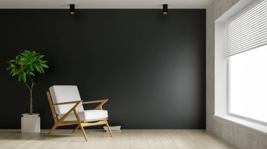 Interior of modern living room 3D rendering clipart