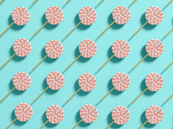 Punchy pastels lollipops abstract background 3D illustration — Stock Photo, Image