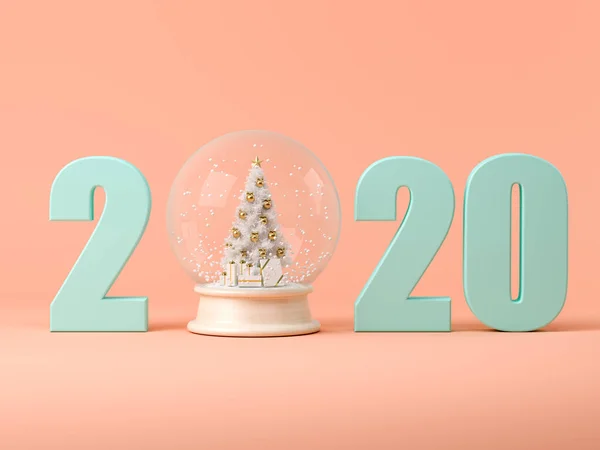 Numeri 2019 con palla di neve Illustrazione 3D — Foto Stock