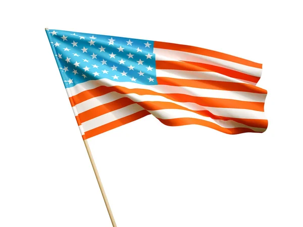 Schwenken usa Flagge auf weißem Hintergrund 3d Illustration — Stockfoto