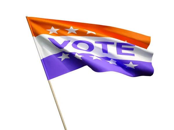 Waving Vote flag on white background 3D illustration — 스톡 사진