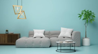 Modern oturma odası 3D görüntüleme.