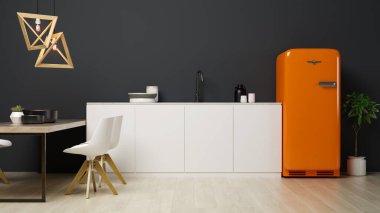 Modern oturma odası 3D görüntüleme.