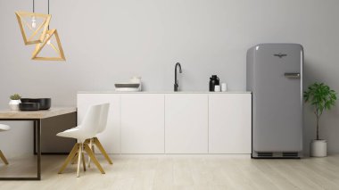 Modern oturma odası 3D görüntüleme.