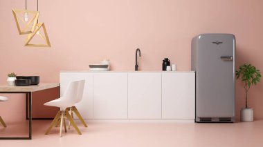 Modern oturma odası 3D görüntüleme.