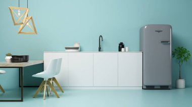 Modern oturma odası 3D görüntüleme.