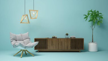 Modern oturma odası 3D görüntüleme.