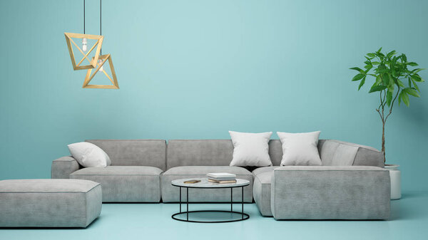 Interior of modern living room 3D rendering