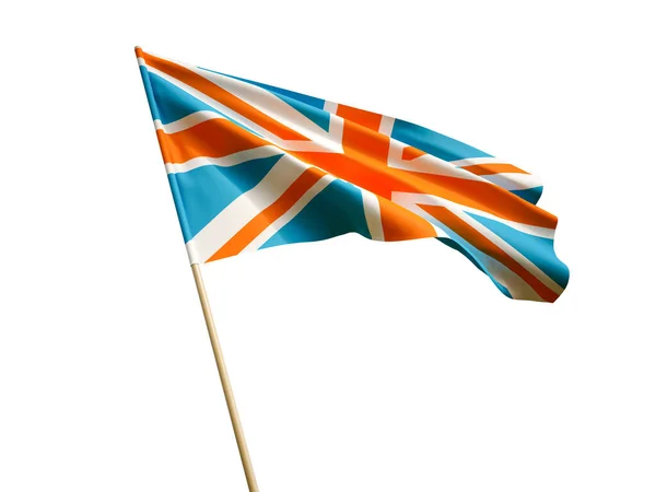 Sventolando bandiera del Regno Unito su sfondo bianco illustrazione 3D — Foto Stock