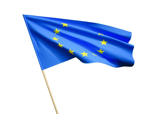 Acenando bandeira da União Europeia sobre fundo branco ilustração 3D — Fotografia de Stock
