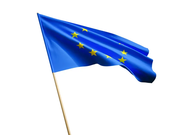 Waving European Union flag on white background 3D illustration — Stock Photo, Image