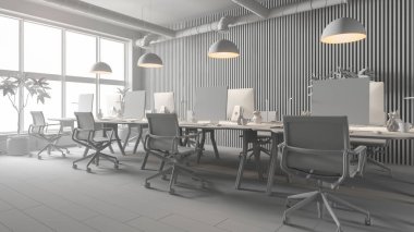İç modern ofis Oda 3d render
