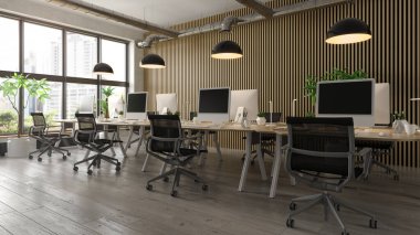 İç modern ofis Oda 3d render