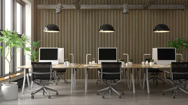 Interno della moderna sala ufficio Rendering 3D — Foto Stock