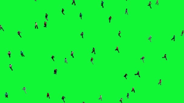 People walking on green background background top view — Stock Video