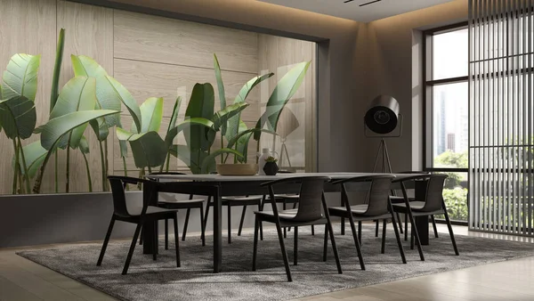 Intérieur minimaliste du salon moderne rendu 3D — Photo
