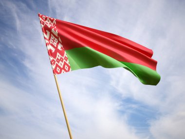 Belarus 'un ulusal bayrağını sallayarak