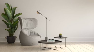 Modern oturma odası 3D görüntüleme.