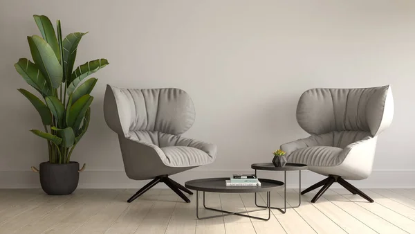 Interior of modern living room 3D rendering — Stock Photo, Image