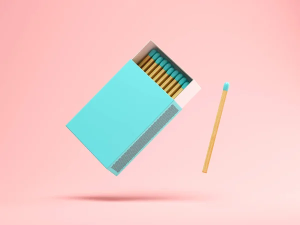 ピンクの背景のマッチ箱3 Dイラスト — ストック写真