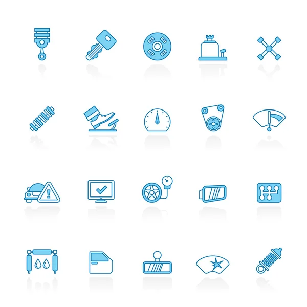 Line Blue Background Auto Service Car Part Icons Vector Icon — Stock Vector