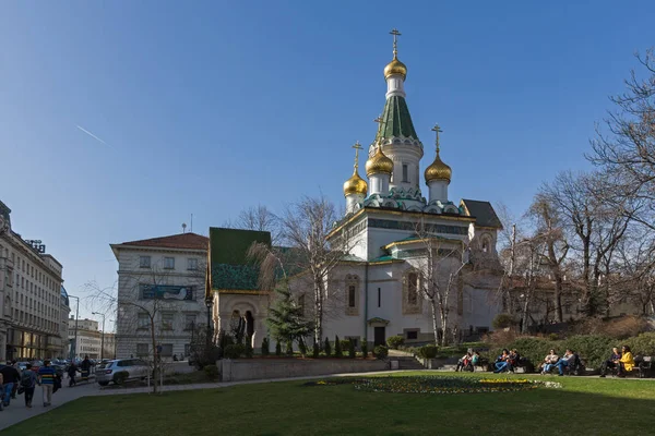 保加利亚索非亚 2018年3月17日 在保加利亚索非亚的金色圆顶俄罗斯教堂的壮观景色 — 图库照片