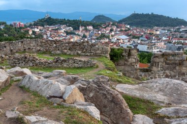 Plovdiv, Bulgaristan - 24 Mayıs 2018: İnanılmaz gece Panorama Şehir Plovdiv için Nebet Tepe Hill, Bulgaristan
