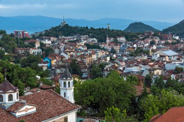 Plovdiv, Bulgaristan - 24 Mayıs 2018: İnanılmaz gece Panorama Şehir Plovdiv için Nebet Tepe Hill, Bulgaristan