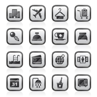 Otel, motel ve seyahat simgeleri - vektör simgesi