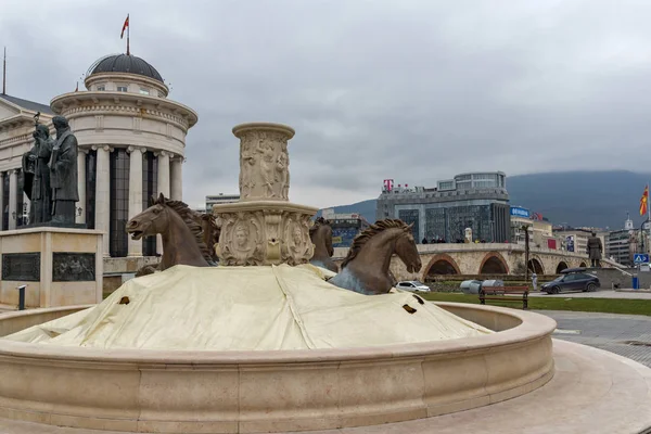 Skopje Republik Mazedonien Februar 2018 Skopje Stadtzentrum Und Archäologisches Museum — Stockfoto