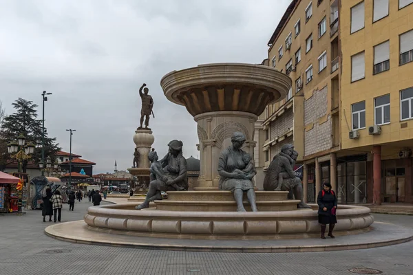 Skopje Macedonië Februari 2018 Olympias Monument Philip Van Macedon Monumentat — Stockfoto