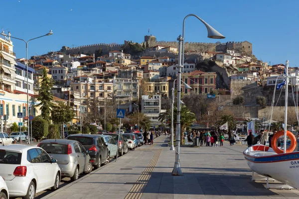 Kavala Griekenland December 2015 Panoramisch Uitzicht Van Dijk Van Stad — Stockfoto