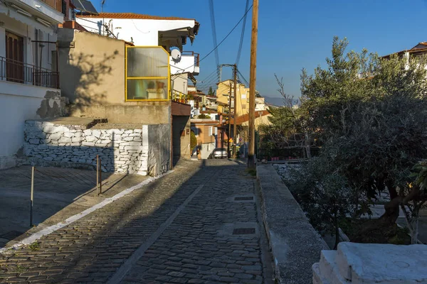 Kavala Grecia Diciembre 2015 Calle Casco Antiguo Kavala Macedonia Oriental — Foto de Stock