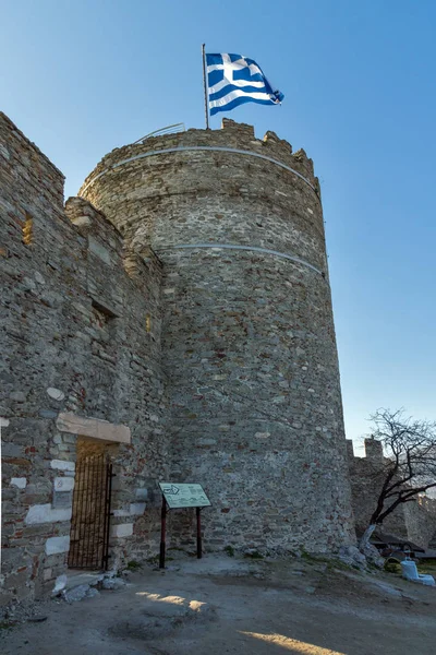 Kavala Greece Декабря 2015 Башня Византийской Крепости Кавала Восточная Македония — стоковое фото