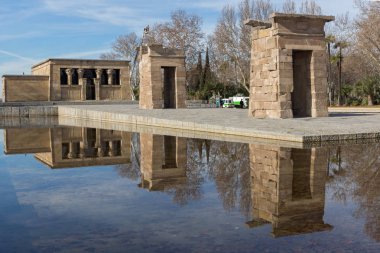 Madrid, İspanya - 23 Ocak 2018: görünüm Debod Tapınağı şehir Madrid, İspanya, Amazing