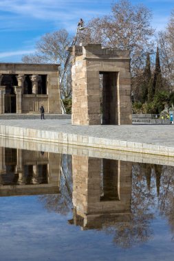 Madrid, İspanya - 23 Ocak 2018: görünüm Debod Tapınağı şehir Madrid, İspanya, Amazing