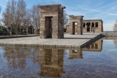 Madrid, İspanya - 23 Ocak 2018: görünüm Debod Tapınağı şehir Madrid, İspanya, Amazing