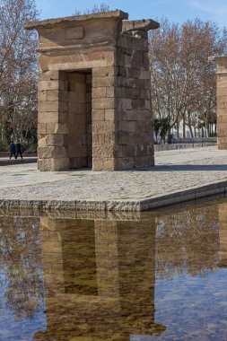 Madrid, İspanya - 23 Ocak 2018: görünüm Debod Tapınağı şehir Madrid, İspanya, Amazing