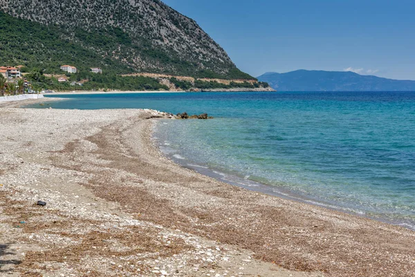 Plaży Mieście Poros Kefalonia Wyspy Jońskie Grecja — Zdjęcie stockowe