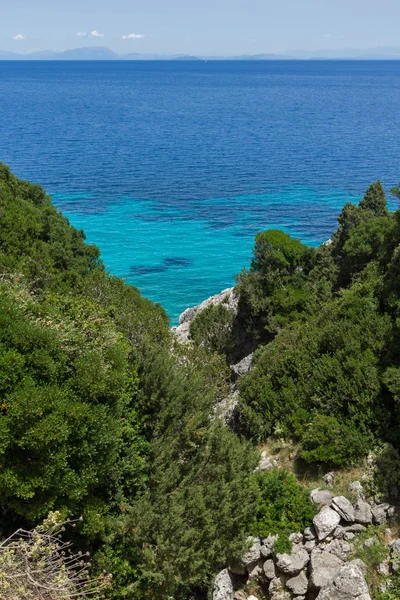 Piccola Spiaggia Con Acque Blu Cefalonia Isole Ionie Grecia — Foto Stock