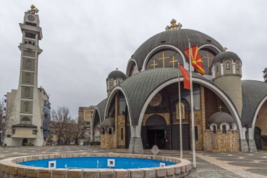 Skopje, Makedonya - 24 Şubat 2018: Saint Clement Ohri Kilisesi şehir Üsküp, Makedonya Cumhuriyeti