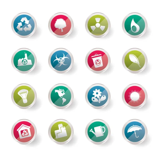 Ecology Recycling Icons Colored Background Vector Icon Set — Stock Vector