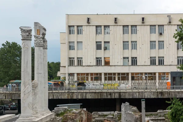 Plovdiv Bulgarie Mai 2018 Panorama Des Ruines Odéon Romain Dans — Photo