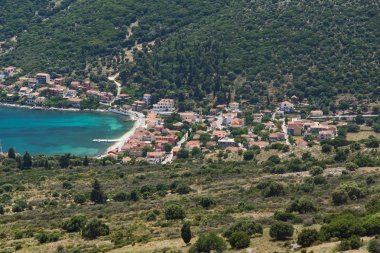 Agia Effimia, Kefalonia, Yunanistan - 25 Mayıs 2015: Muhteşem manzara Agia Effimia şehir, Kefalonia, Ionian Islands, Yunanistan