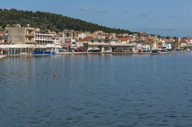 Argostoli, Kefalonia, Yunanistan - 26 Mayıs 2015: Panorama Argostoli kasaba, Kefalonia, Ionian Islands, Yunanistan için